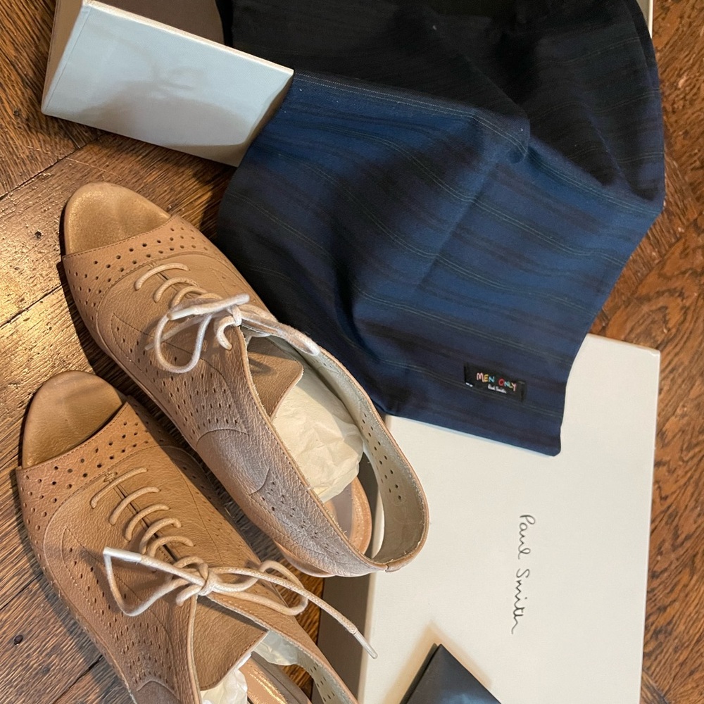 Paul Smith Tan Perforated Lace-Up Derby Sandals